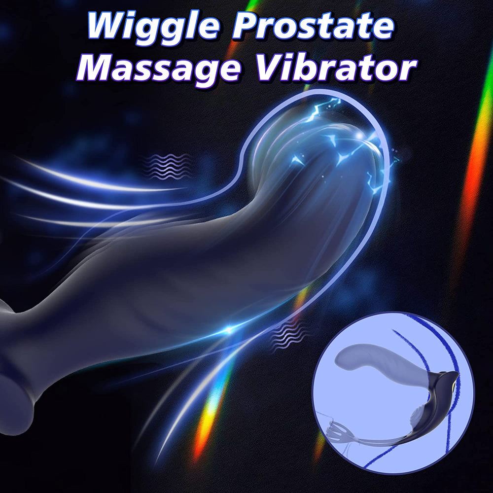 Blue Eagle Dual Penis Ring Prostate Anal Vibrator With 10 Wiggle & Vibration Modes - ADST
