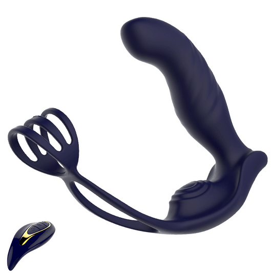 Blue Eagle Dual Penis Ring Prostate Anal Vibrator With 10 Wiggle & Vibration Modes - ADST
