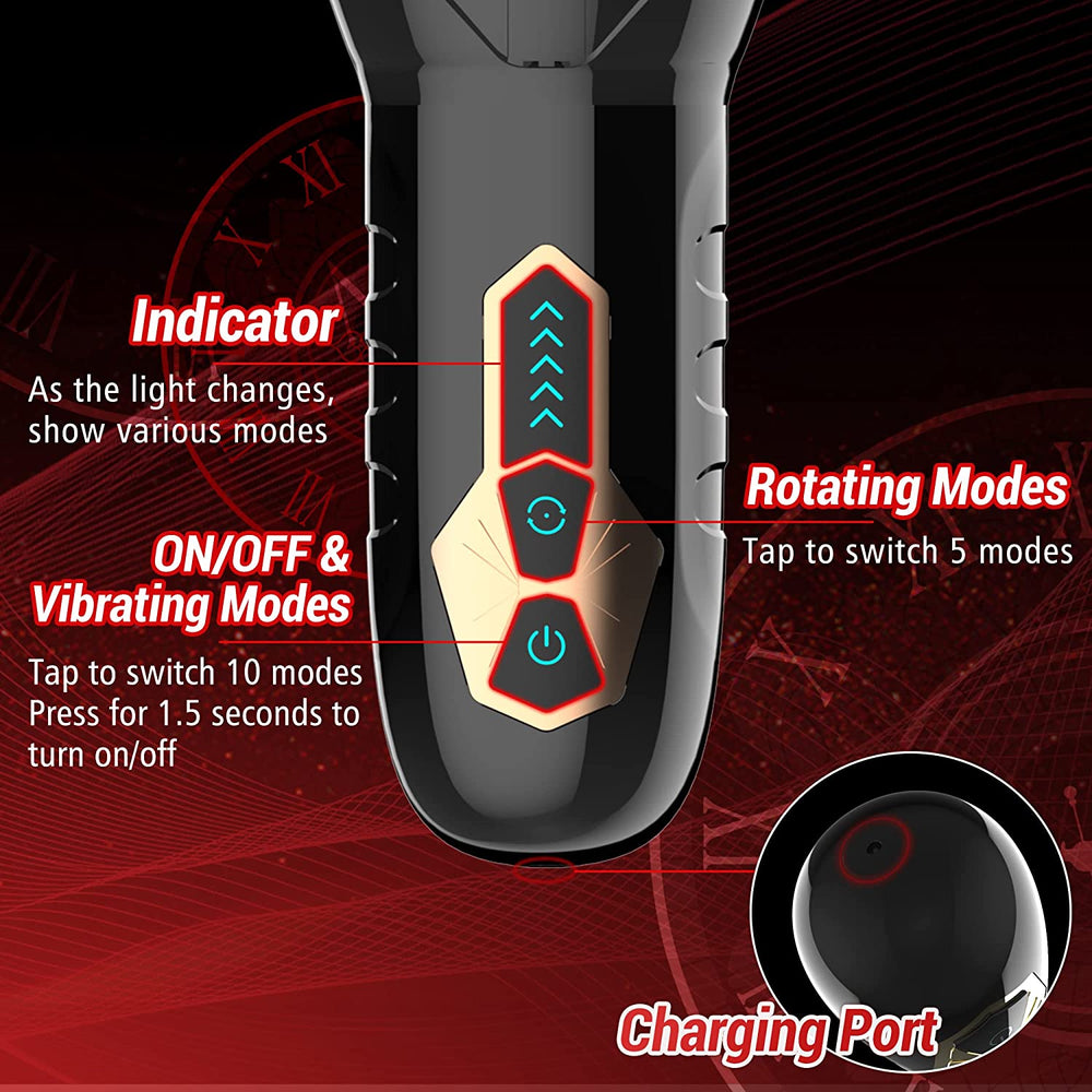 Rocket - Automatic Male Masturbator Blowjob Toy With 5 Rotation Speeds & 10 Vibration Modes - ADST